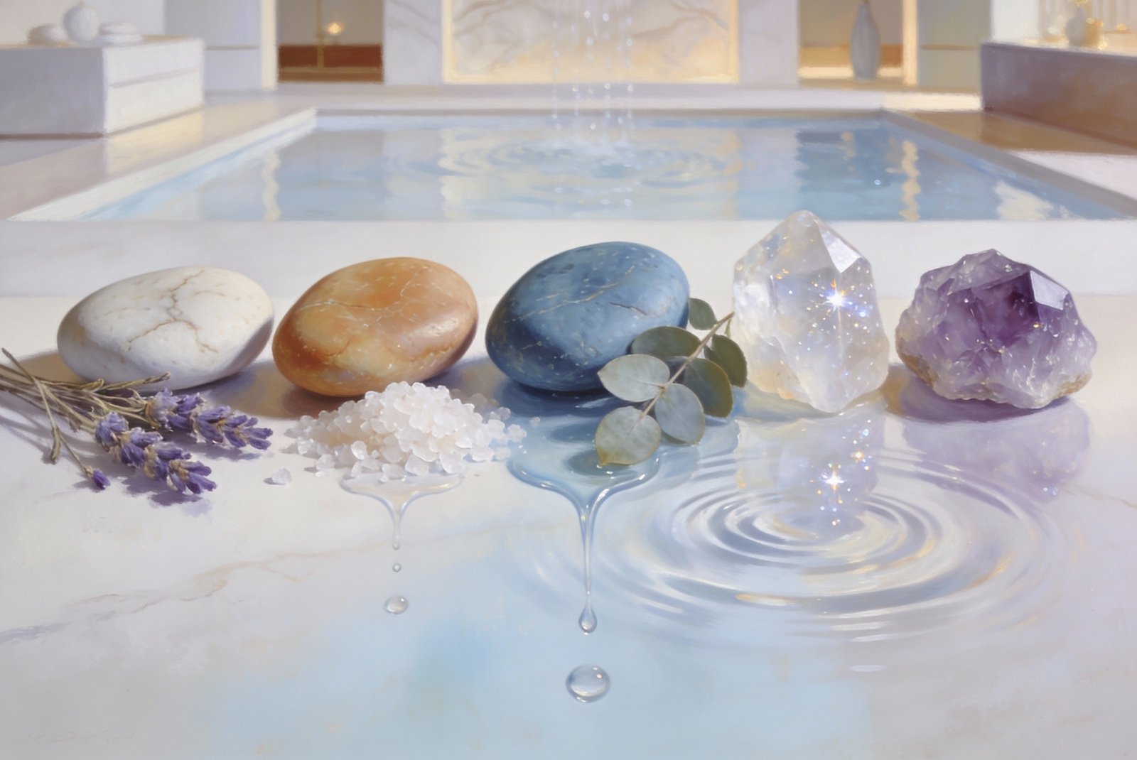 Multisensoryczna strefa spa z interaktywnymi kamieniami